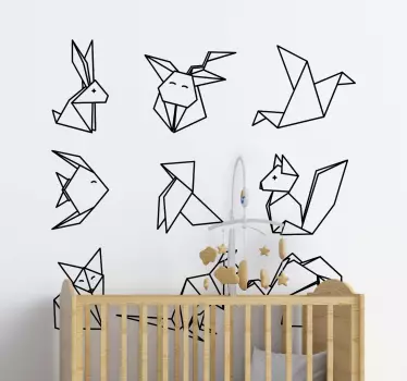Set of animals origami style wild animal decal - TenStickers