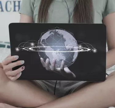 The whole world in one hand laptop skins - TenStickers