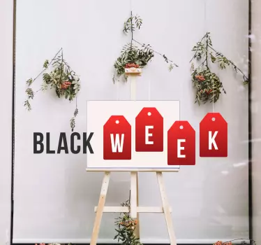 Black week tags window sticker - TenStickers