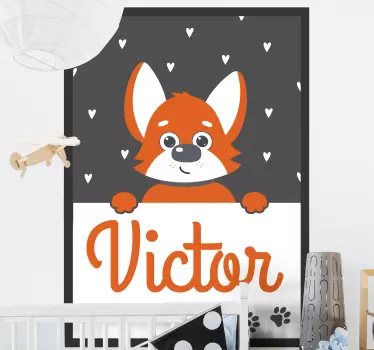 Dog poster with name bedroom wall sticker - TenStickers