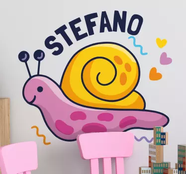 Colorful snail with name childrens decal - TenStickers