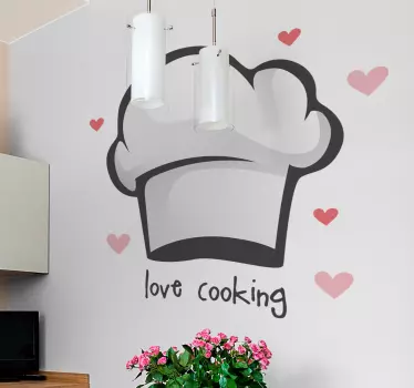 사랑 요리 요리사 모자 주방 벽 스티커 - TenStickers