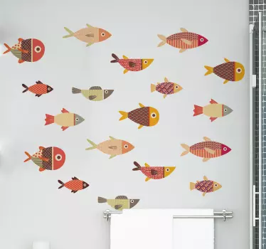 Round colourful fish sticker - TenStickers