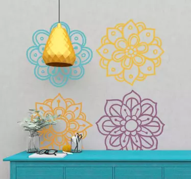 Pack of 4 mandalas floral wall sticker - TenStickers
