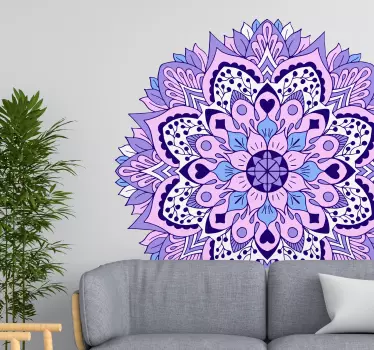 Blue and purple mandala floral wall sticker - TenStickers