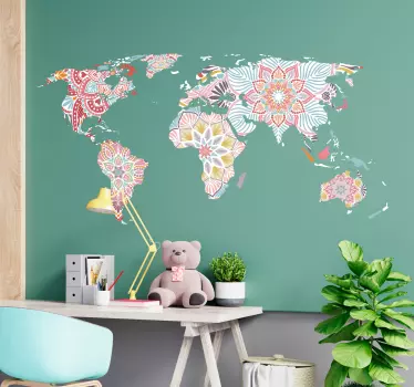 Autocolante mundo Mapa mundial da mandala - TenStickers