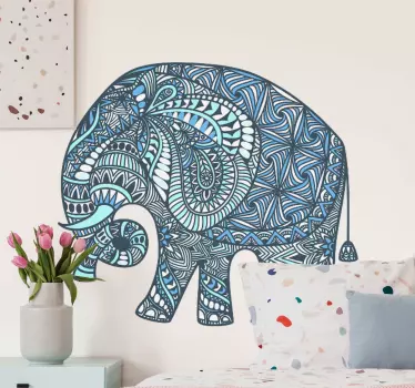 Elephant mandala with flower wall sticker - TenStickers