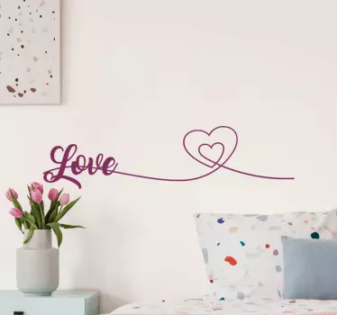 Love line with hearts home text wall sticker - TenStickers