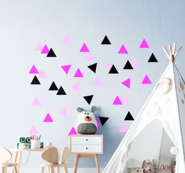 Pack of 45 black and pink triangles shape decal - TenStickers