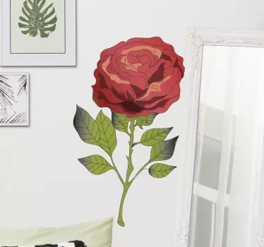 Sød rød rose blomstermærkat - TenStickers