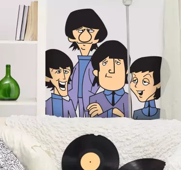 Vinilo decorativo cómic Beatles - TenVinilo