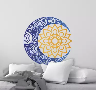 Night and day mandala floral wall sticker - TenStickers