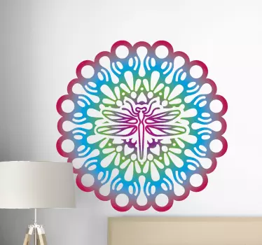 Psychedelic dragonfly mandala floral decal - TenStickers