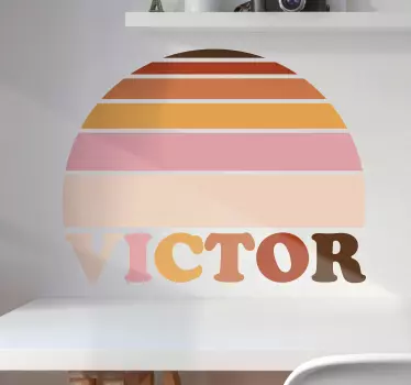 70's sun with name geometric wall sticker - TenStickers