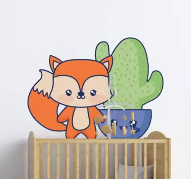 Anime cactus and fox cartoon sticker - TenStickers