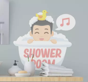 Cute anime shower  door sticker - TenStickers