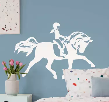 Girl riding a horse animal wall sticker - TenStickers