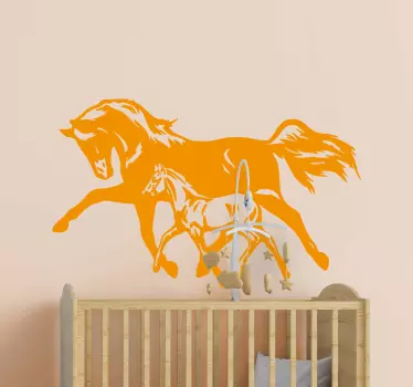Sticker Animal 2 chevaux marchant - TenStickers