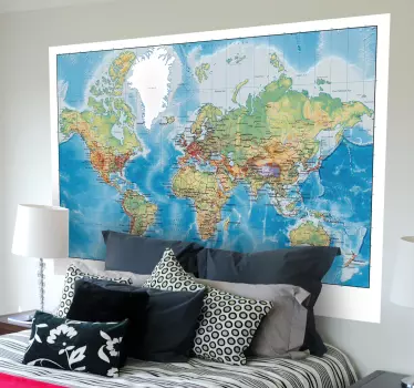 Sticker mural world map - TenStickers
