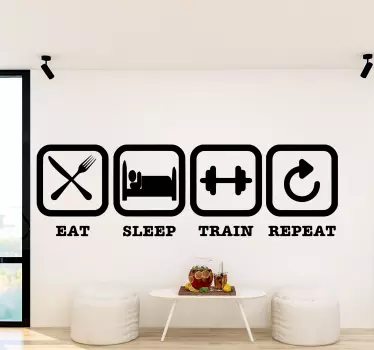 Eat, sleep, train, repeat inspirational sticker - TenStickers