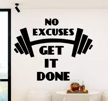 No excuses fitness inspirational quote decal - TenStickers