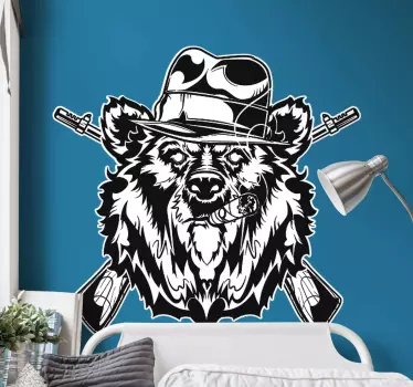 Gangster bjørn vintage mærkat - TenStickers