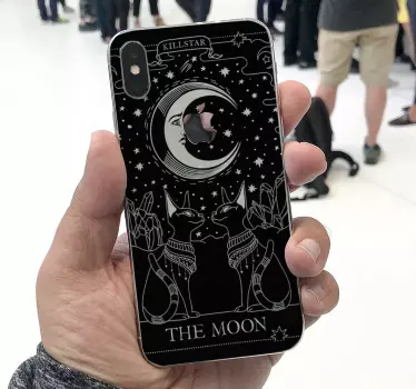 Cats by a moon iPhone sticker - TenStickers