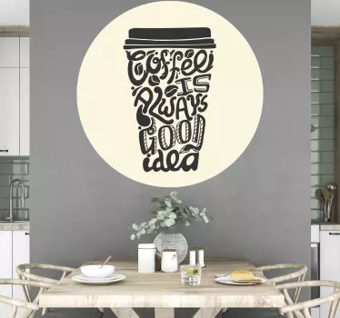 Cup of coffee with sentences service sticker - TenStickers