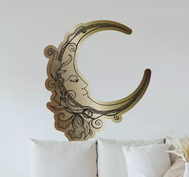 Crescent moon face space wall sticker - TenStickers