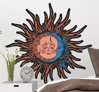 αυτοκόλλητο τοίχου τέχνης σελήνης και ήλιου - TenStickers