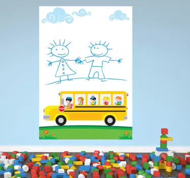 Sticker whiteboard schoolbus kinderen - TenStickers