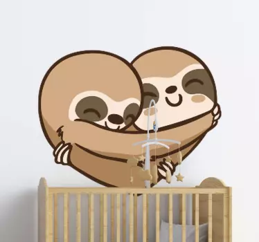Anime sloth heart animal wall sticker - TenStickers