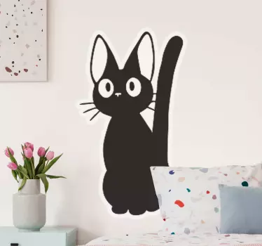 Vinilo gatos negro dibujado de anime - TenVinilo