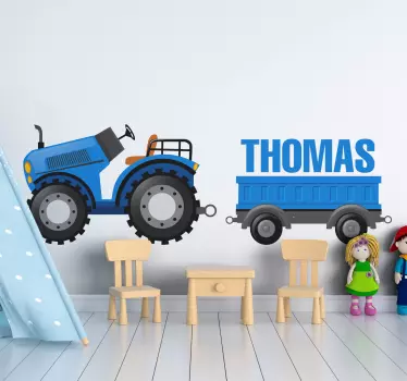 Naklejka na ścianę zabawki Spersonalizowany traktor retro - TenStickers