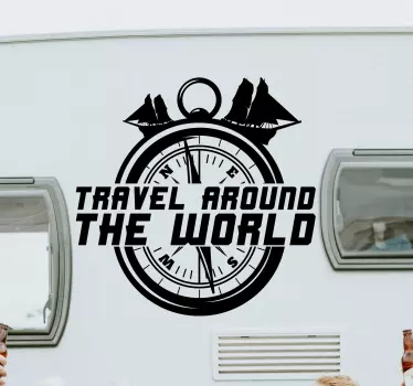 Travel around the world compass motorhome decal - TenStickers