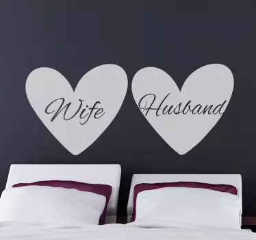 Wife & Husband in hearts wedding sticker - TenStickers