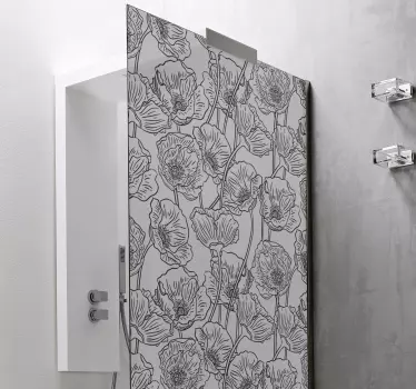 Ecran de duș cu autocolant pentru uși de duș cu maci - TenStickers