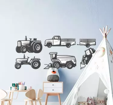 Tractor drawing pack toy decal - TenStickers