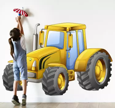 Naklejka na ścianę zabawki żółty duży traktor - TenStickers