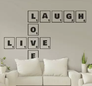 Scrabble Live laugh Love home text wall sticker - TenStickers