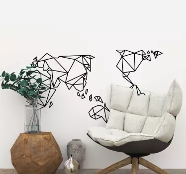 Simple origami world map wall sticker - TenStickers