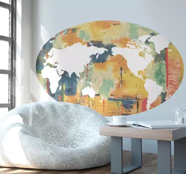 Overal painting world map wall sticker - TenStickers