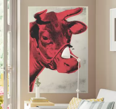 Rød ko silkeskærm vægmaleri - TenStickers