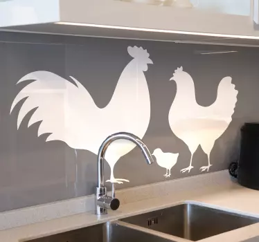 Rooster family bird wall sticker - TenStickers