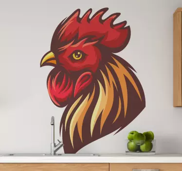 Coloured modern Rooster bird wall sticker - TenStickers