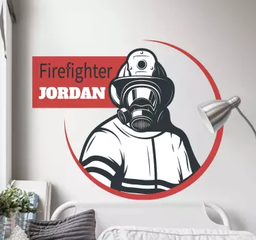 firefighter with own name Personalised Sticker - TenStickers