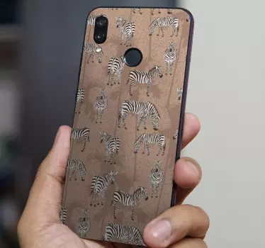 Zebra and palms brown Huawei sticker - TenStickers