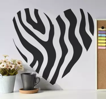 Zebra animal print heart love sticker - TenStickers