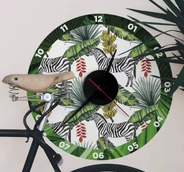 Nature pattern wall clock sticker - TenStickers