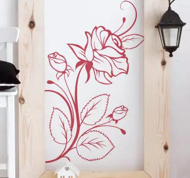 Sticker mural floral rose - TenStickers